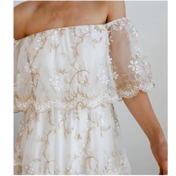 Baltic Born Strapless Cream Floral Dress - Picture 2 of 6